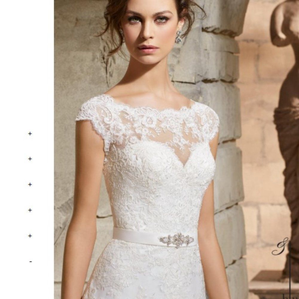 Mori Lee Wedding Dress 5370 Lace Embroidered Sash - Picture 3 of 12